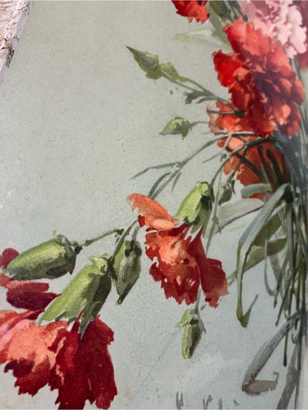 Vintage Floral Print Wall Art in Wood Frame Carnation Bouquet Cottagecore Decor - Picture 11 of 12
